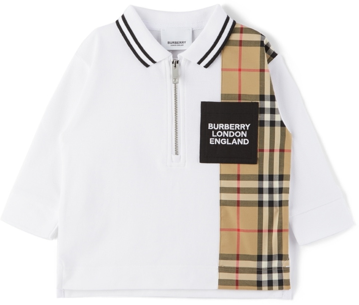 Photo: Burberry Baby White Vintage Check Long Sleeve Polo