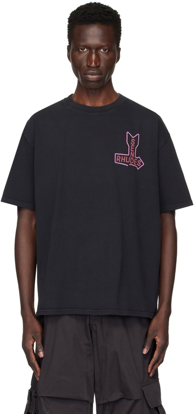 Photo: Rhude SSENSE Exclusive Black 'Send Rhudes' T-Shirt