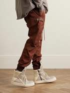 Rick Owens - Bauhaus Tapered Organic Cotton-Blend Poplin Drawstring Cargo Trousers - Burgundy