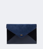 Khaite Grace leather-trimmed suede clutch