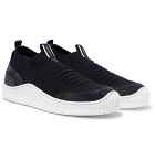 Z Zegna - Suede, Leather and TECHMERINO Mesh Slip-On Sneakers - Navy