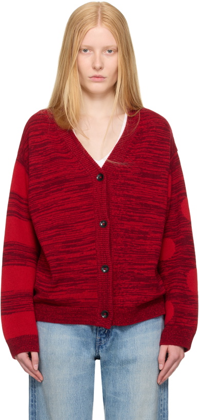 Photo: The Elder Statesman Red Stripe Polka Dot Swan Cardigan