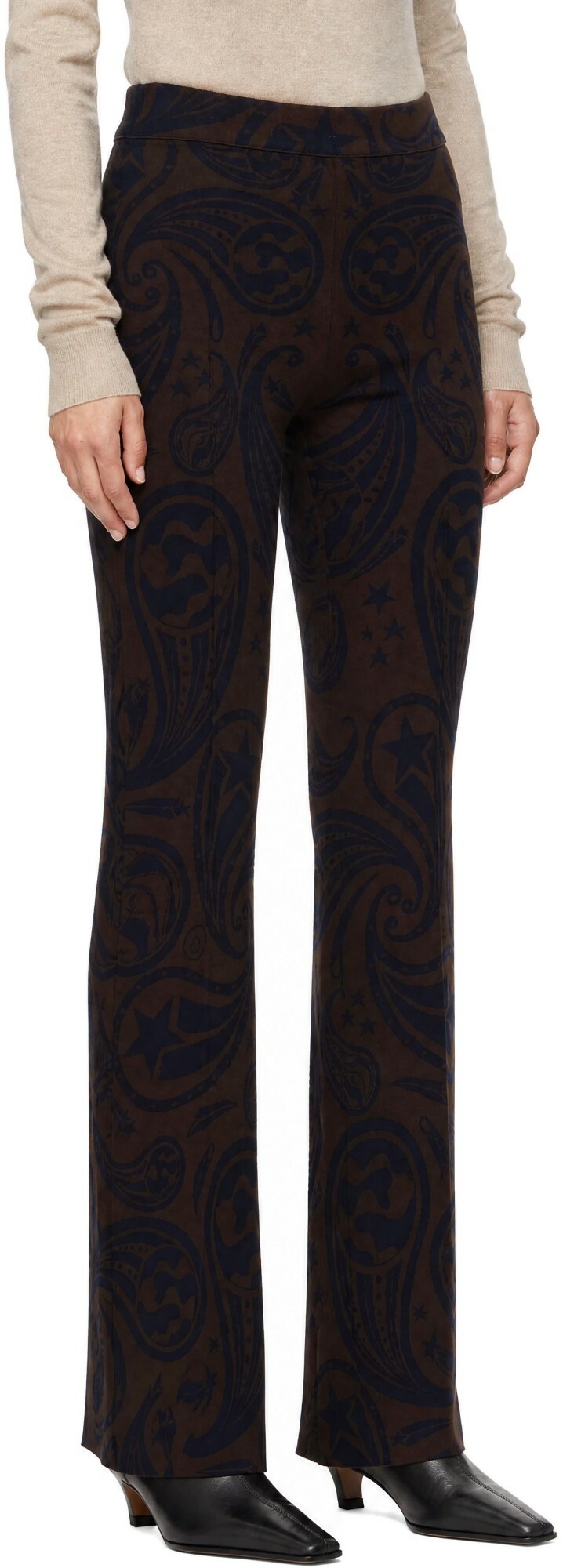 High Sport Brown Cosmic Paisley Kick Trousers