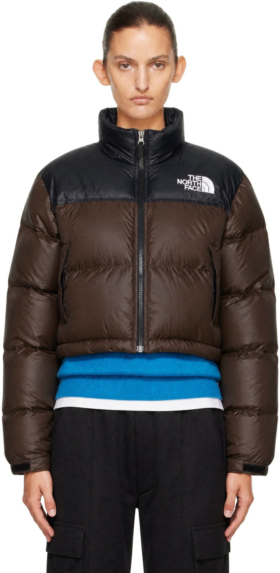 The North Face Brown Nuptse Short Down Jacket