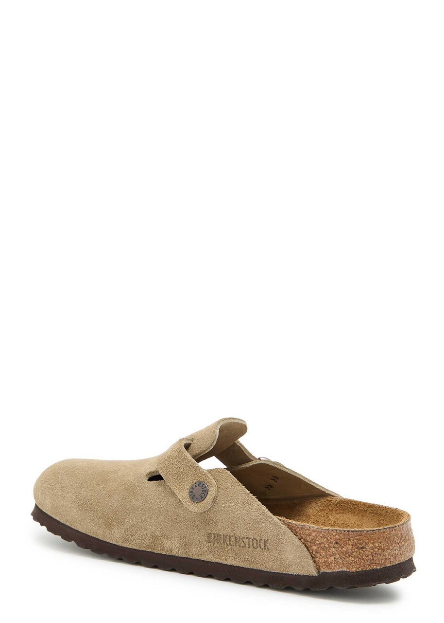 Birkenstock Boston Brushed Suede Sliders Taupe