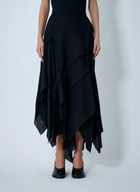Yohji Yamamoto Gauzed Frilled Midi Skirt