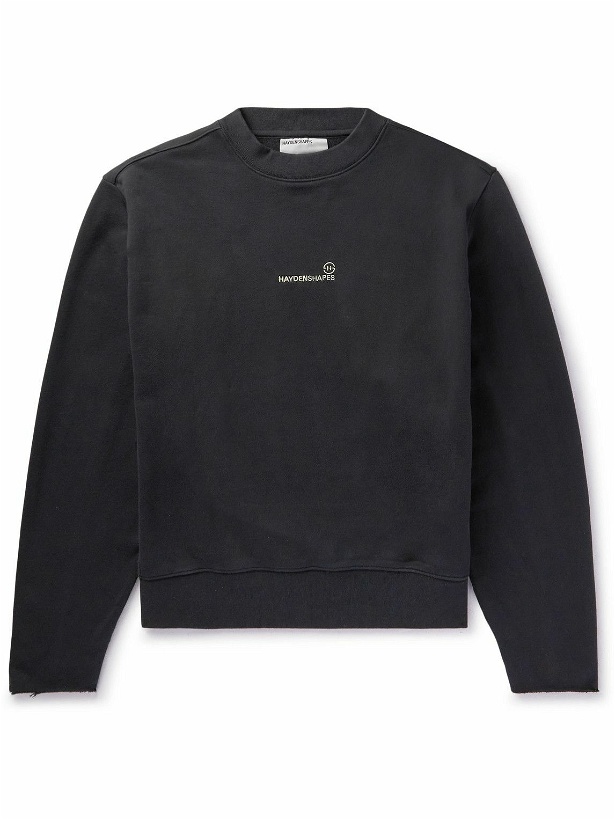 Photo: HAYDENSHAPES - Resin Oversized Distressed Logo-Embroidered Cotton-Jersey Sweatshirt - Black