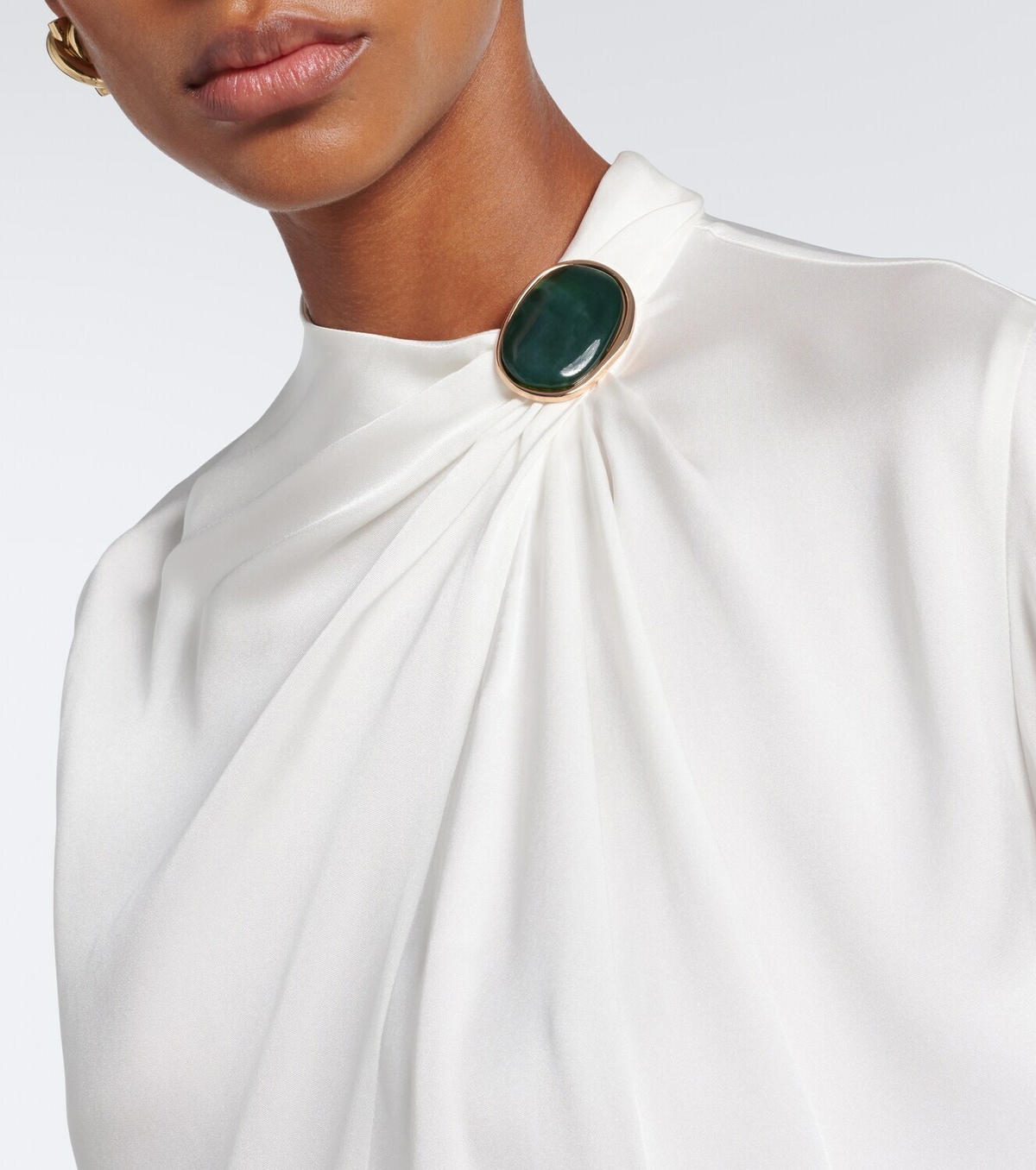 Vince Gathered silk-blend satin blouse