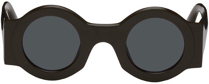Photo: Dries Van Noten SSENSE Exclusive Brown Linda Farrow Edition Circle Sunglasses