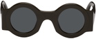 Dries Van Noten SSENSE Exclusive Brown Linda Farrow Edition Circle Sunglasses