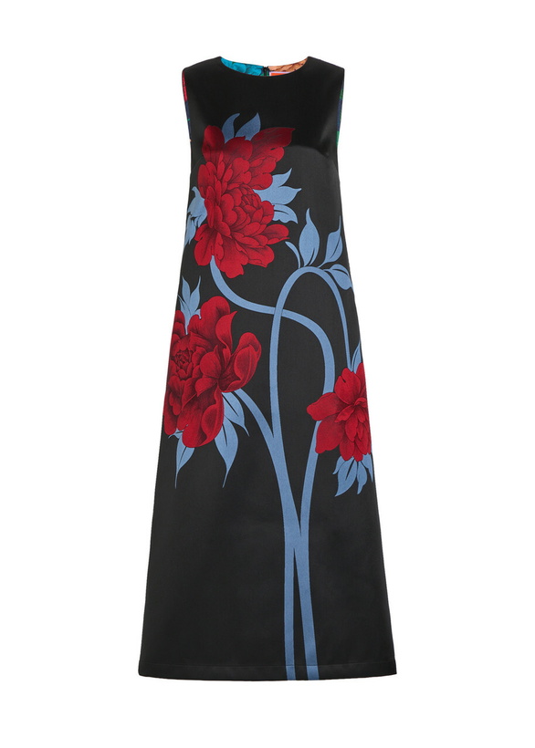 Photo: LA Double J Column Floral-jacquard Satin-twill Midi Dress Multicoloured
