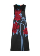 LA Double J Column Floral-jacquard Satin-twill Midi Dress Multicoloured
