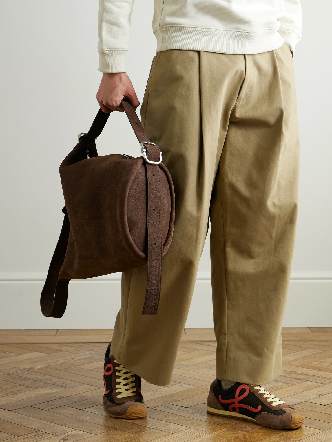 Loewe Loop LOEWE - Loop Medium Logo-Debossed Nubuck Bucket Bag Loewe