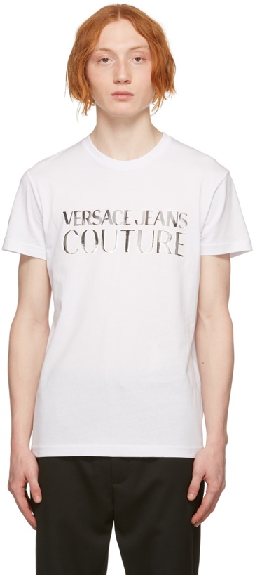 Photo: Versace Jeans Couture White & Silver Logo Print T-Shirt