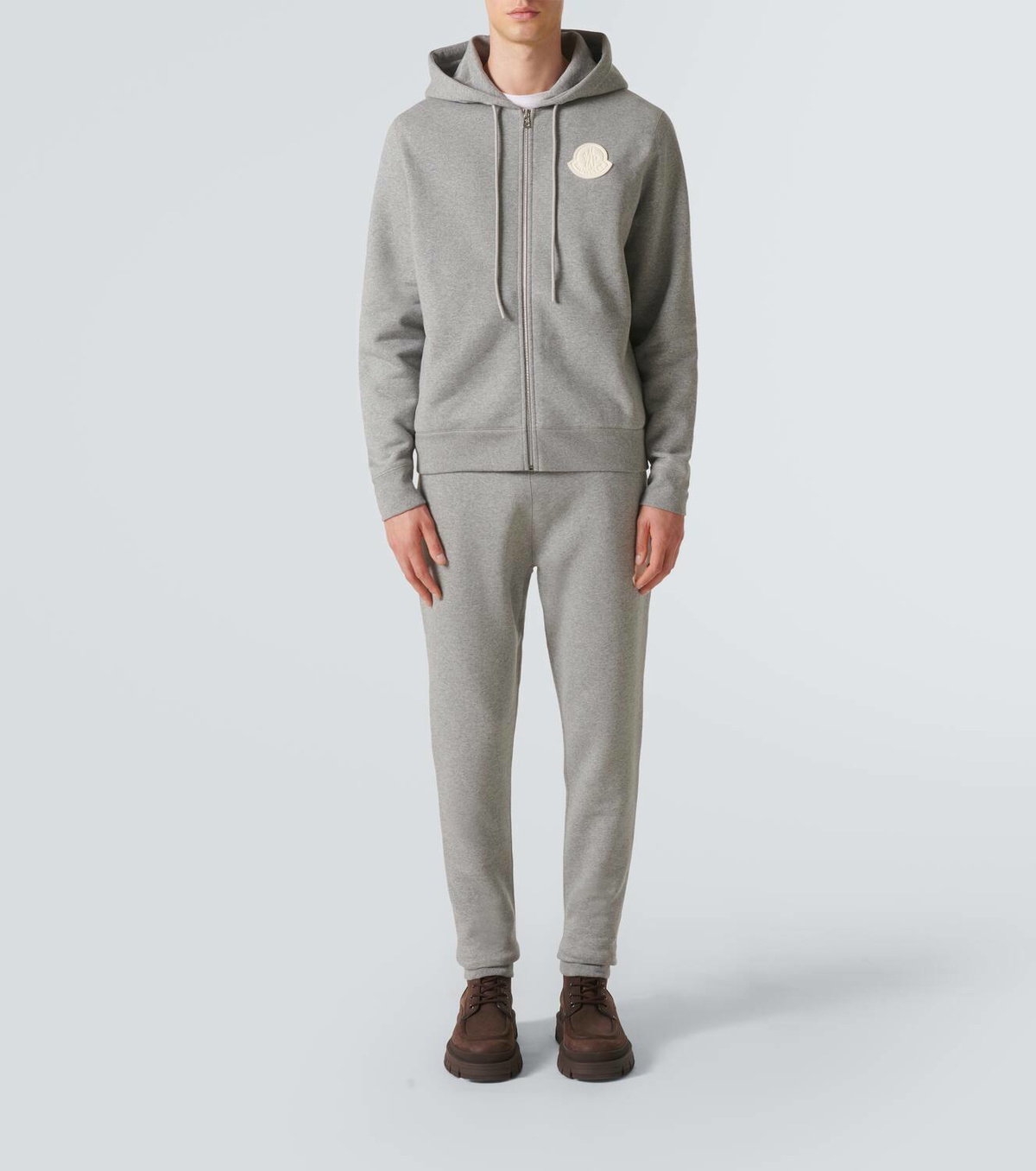 MONCLER ジャージ M Moncler - Logo-Embroidered Striped Cotton-Jersey Zip-Up Hoodie