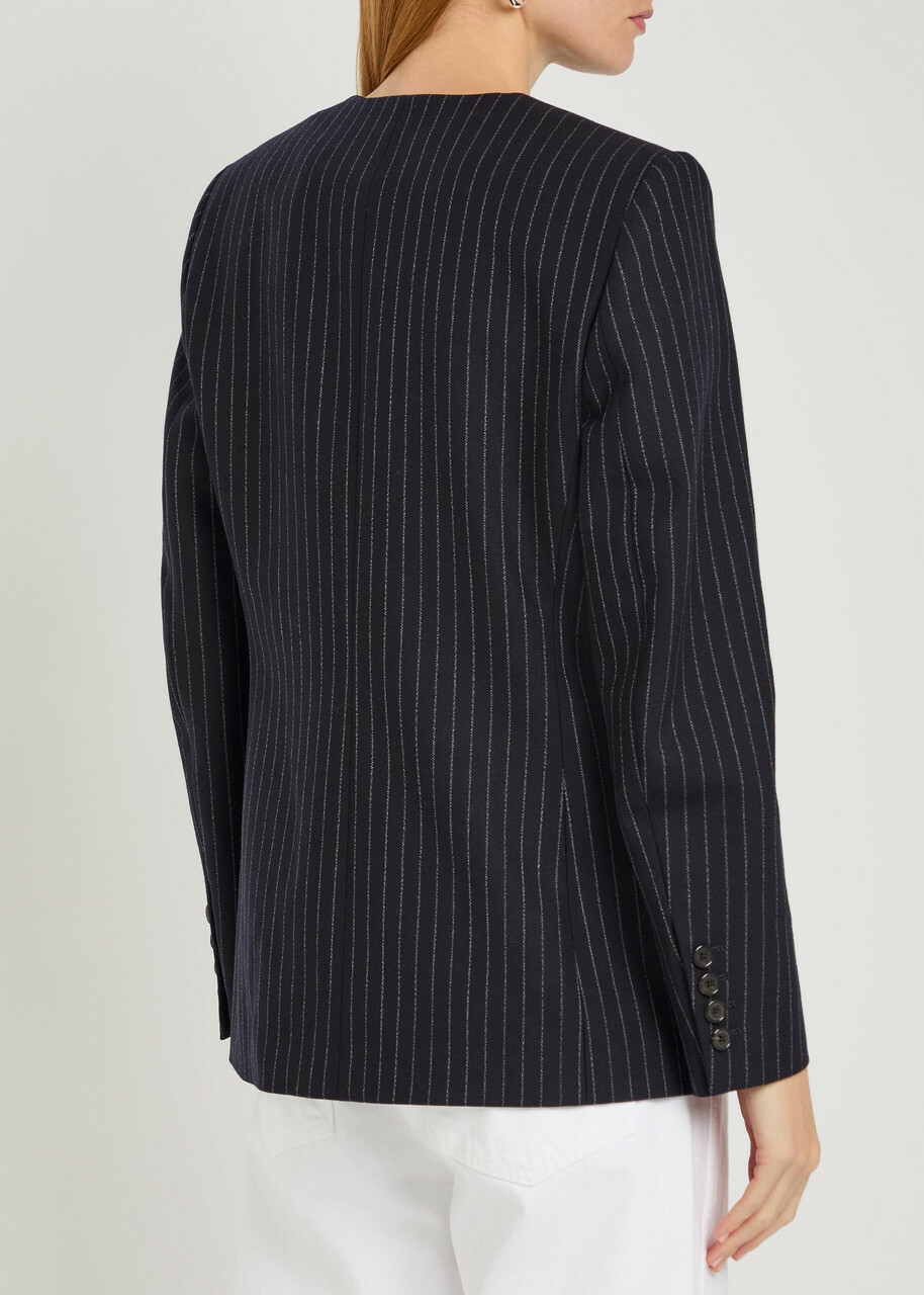 Nili Lotan Gertrude Pinstriped Wool Jacket Navy