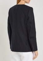 Nili Lotan Gertrude Pinstriped Wool Jacket Navy