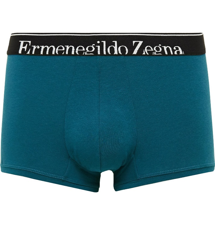 Photo: Ermenegildo Zegna - Mélange Stretch-Cotton Boxer Briefs - Blue