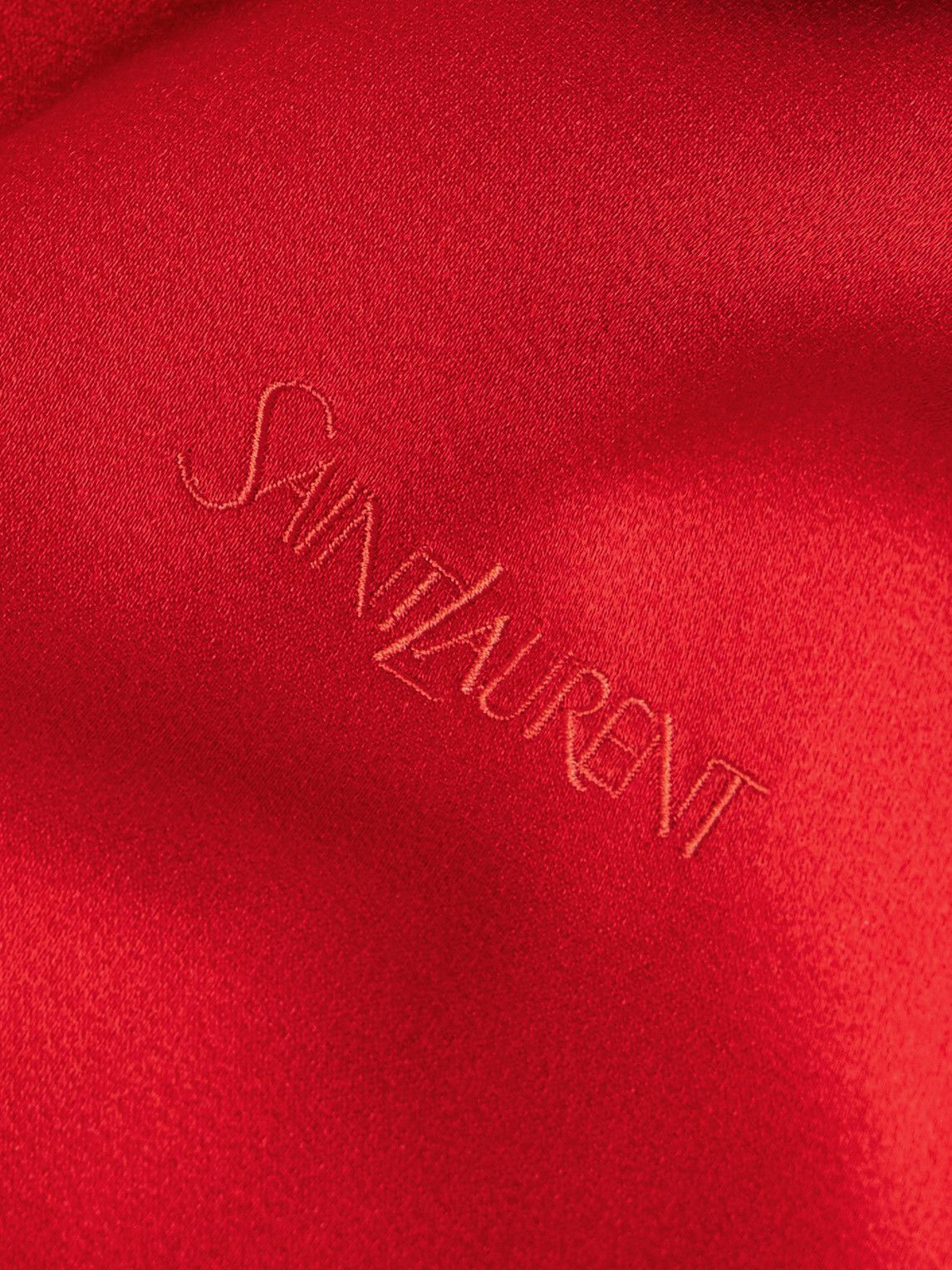 SAINT LAURENT - Striped Satin Track Jacket - Red
