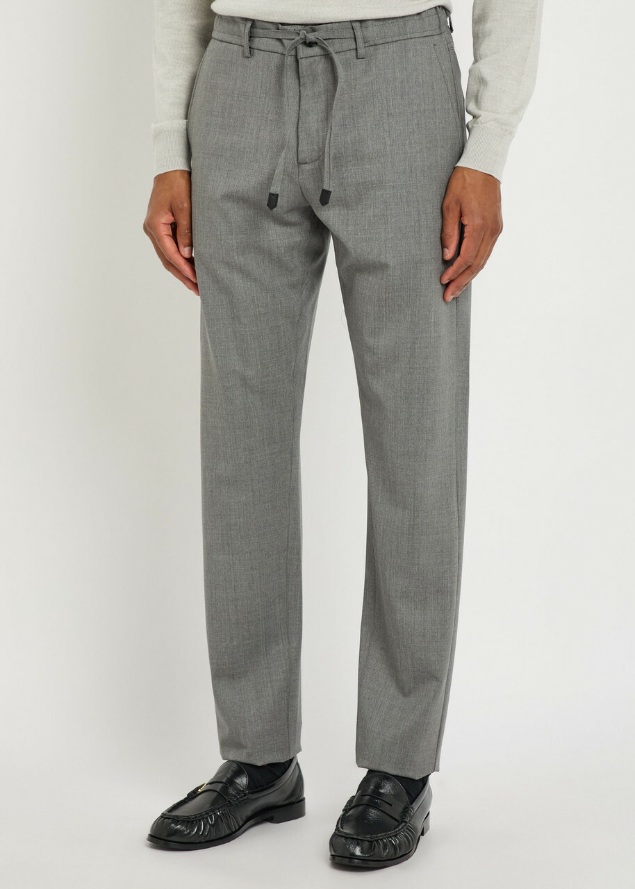 Canali Tapered-leg Stretch-wool Trousers Light Grey