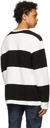 Levi's Made & Crafted White & Black Stripe Textural Long Sleeve T-Shirt