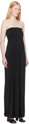 Ferragamo Black Sleeveless Gathered Maxi Dress