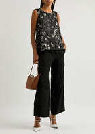 High Cue Printed Satin top Black 48 (UK16 / XL)