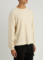 Cherry Los Angeles Printed Waffle-knit Cotton top Cream