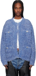 doublet Blue Tweed Knit Cardigan