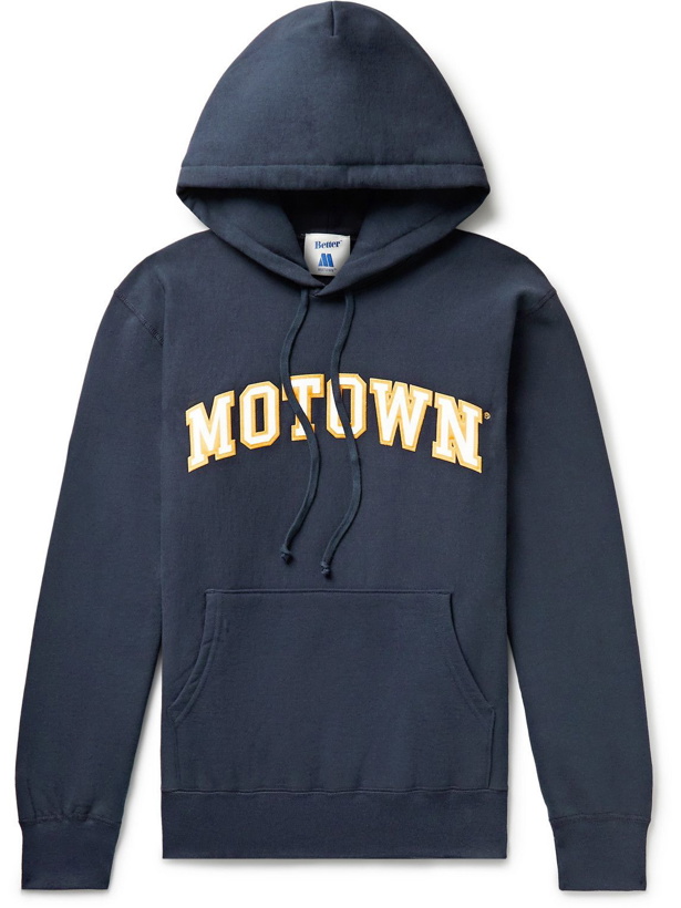 Photo: Better™ Gift Shop - MOTOWN® Appliquéd Fleece-Back Cotton-Jersey Hoodie - Blue
