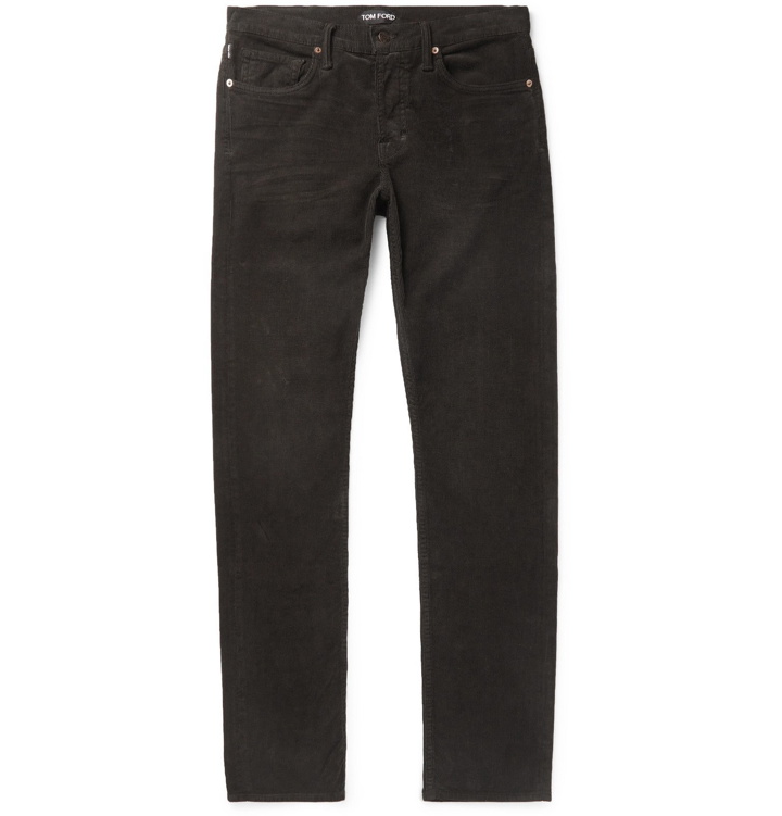 Photo: TOM FORD - Slim-Fit Cotton-Blend Corduroy Trousers - Brown