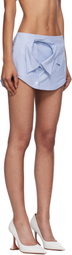 Pushbutton Blue Shirt Collar Front Micro Skort