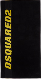 Dsquared2 Black & Yellow Logo Beach Towel