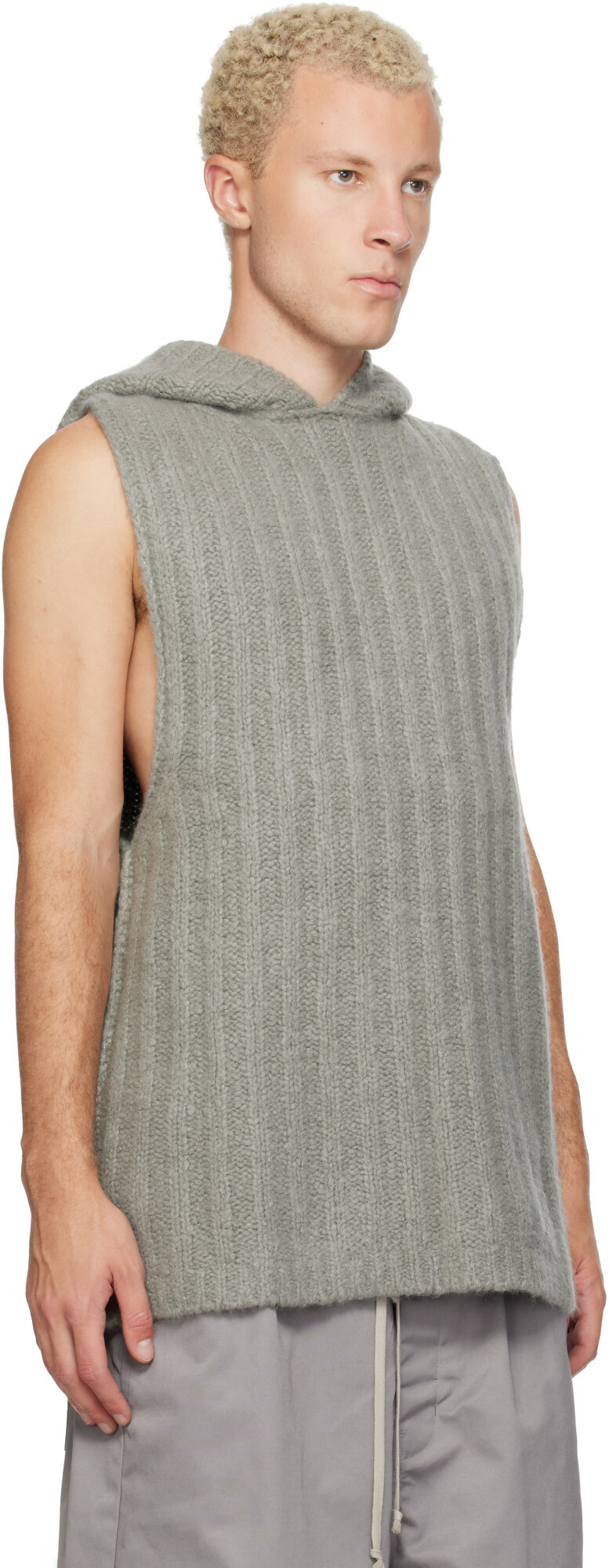 Rick Owens Gray Tower Hooded Tank Top