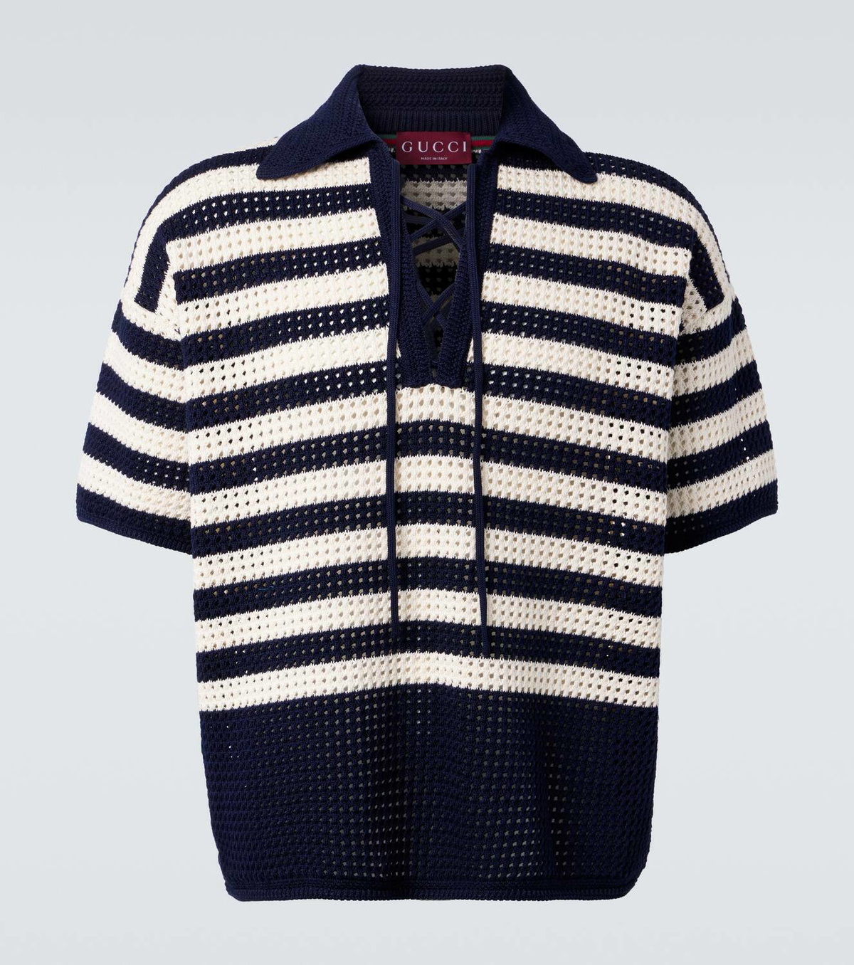 Gucci Striped crochet cotton polo shirt Gucci
