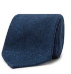 Rubinacci - 8cm Mélange Wool-Flannel Tie - Blue