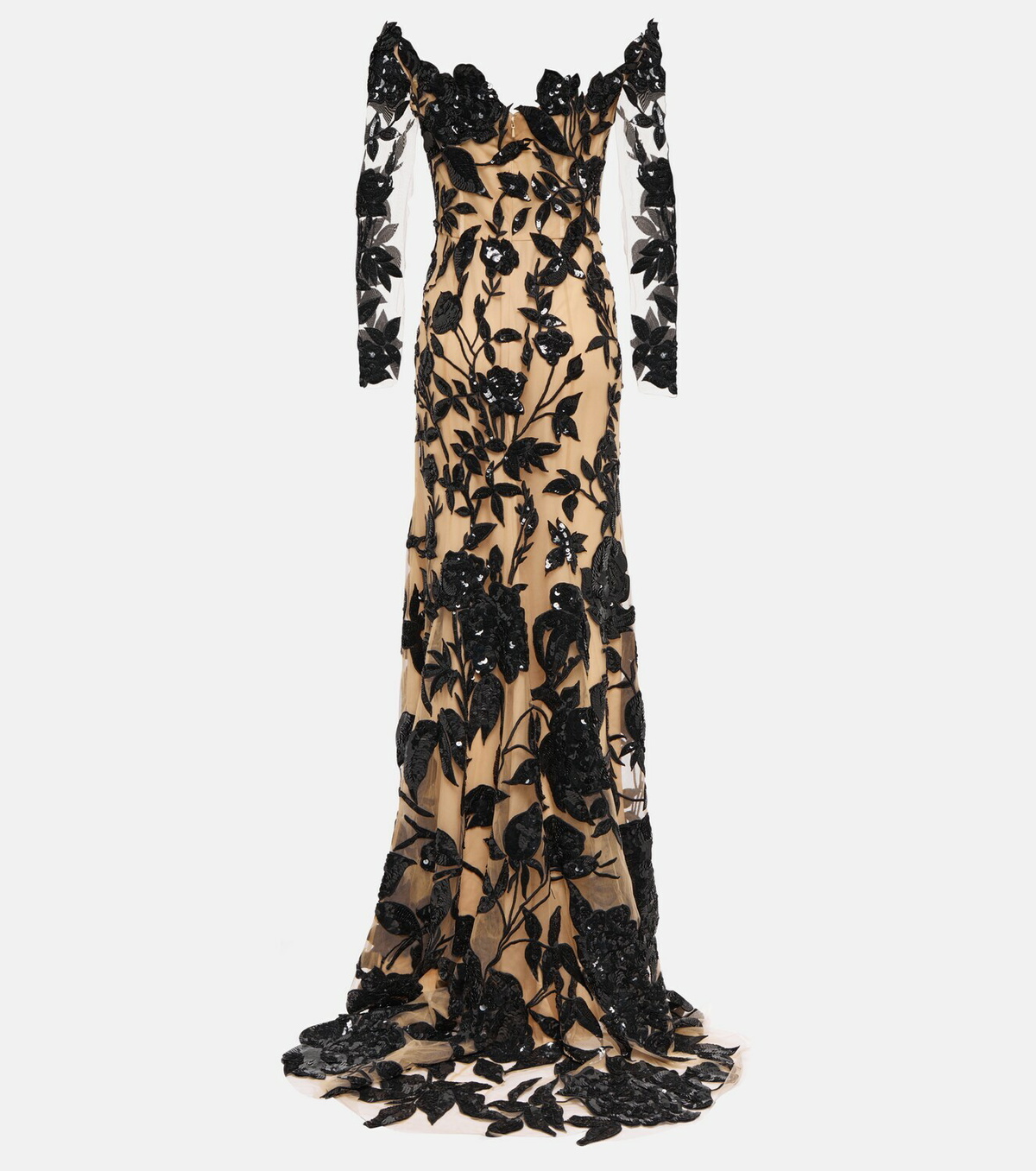 Oscar De La Renta Sequin Knit Gown