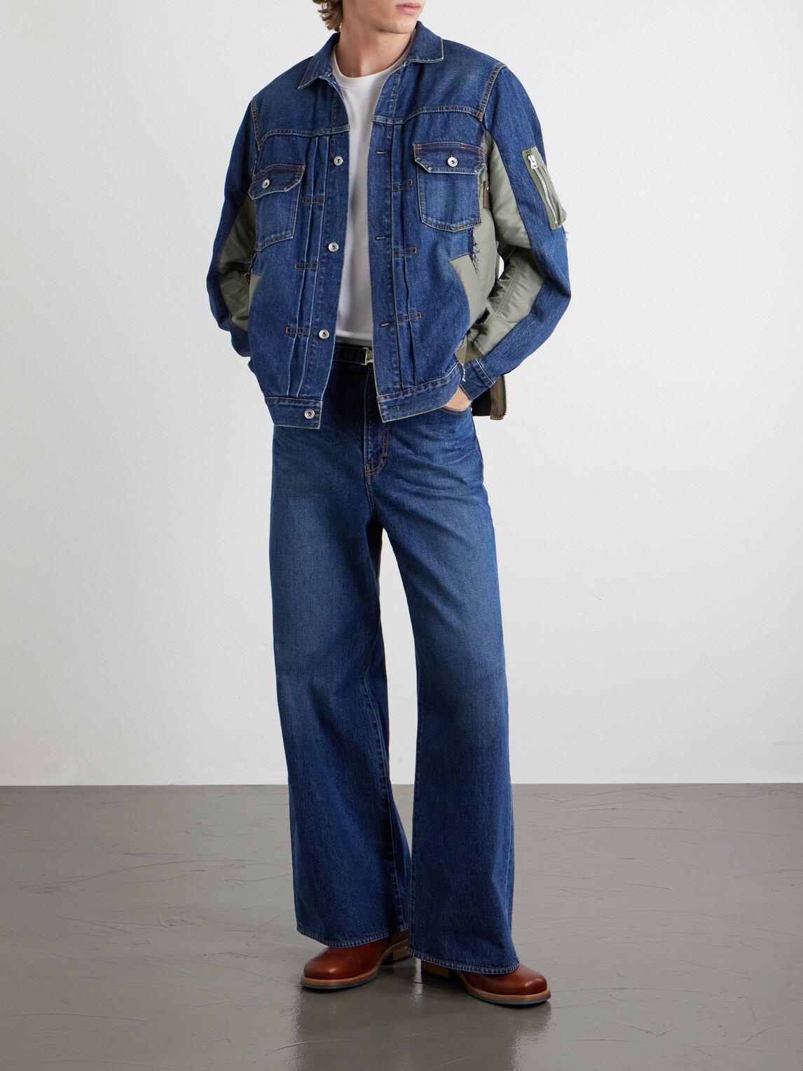 Sacai - Belted Wide-Leg Jeans - Blue