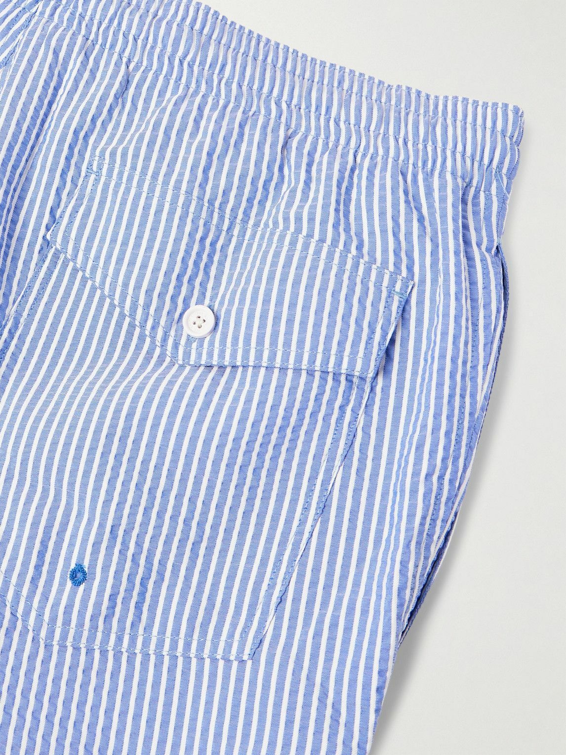Ralph Lauren Purple label - Amalfi Straight-Leg Mid-Length Striped Seersucker Swim Shorts - Blue