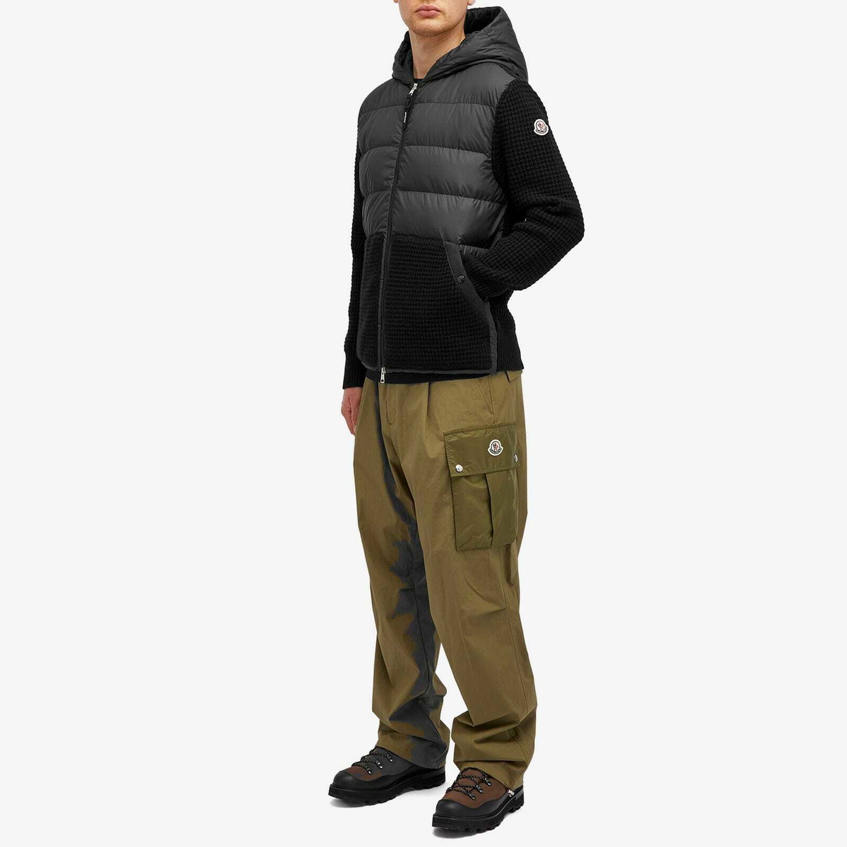 Moncler Men's Down Knit Waffle Jacket in Black Moncler