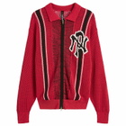 No Problemo Men's NYP Sports Crochet Zip Cardigan in Red