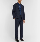 Blue Blue Japan - Navy Embroidered Wool-Blend Twill Trousers - Blue