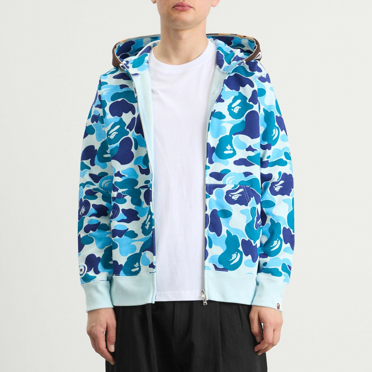A Bathing Ape Men's ABC Camo 2nd Ape Zip Hoodie in Blue