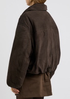 Aexae Padded Suede Bomber Jacket Brown