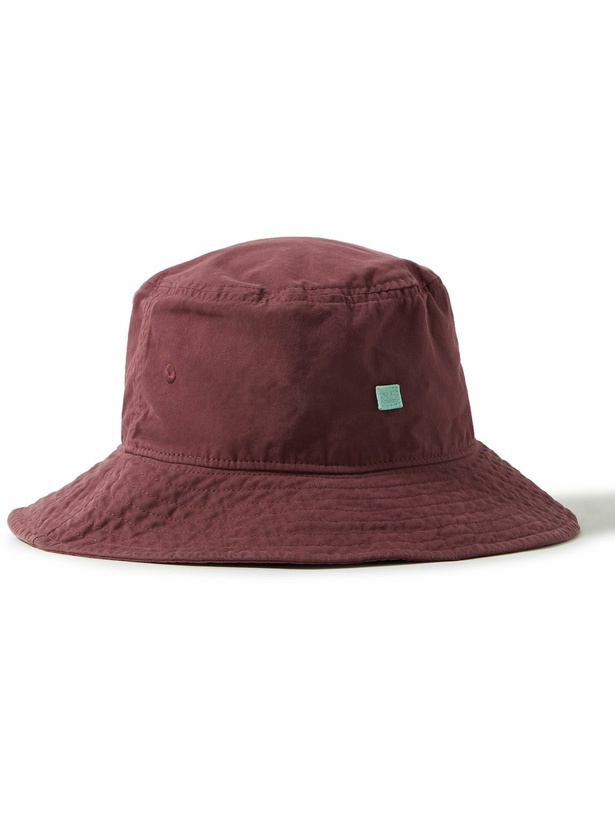 Photo: Acne Studios - Logo-Embroidered Appliquéd Cotton-Twill Bucket Hat - Burgundy