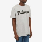 Alexander McQueen Men's Graffiti Logo T-Shirt in Palegrey/Mix