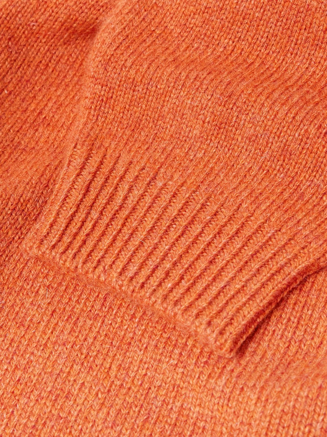SEASE - Leather-Trimmed Cashmere Half-Zip Ski Sweater - Orange