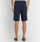 Brunello Cucinelli - Tapered Pleated Linen Shorts - Blue