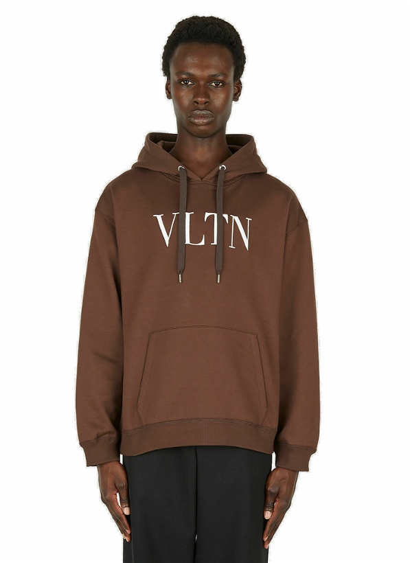 Photo: VLTN Logo Hooded Sweatshirt in Brown