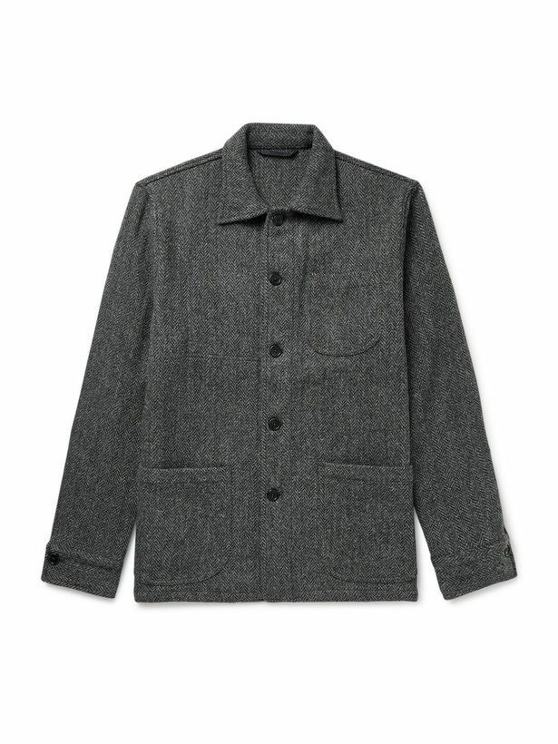 Photo: Sid Mashburn - Herringbone Harris Tweed Chore Jacket - Gray